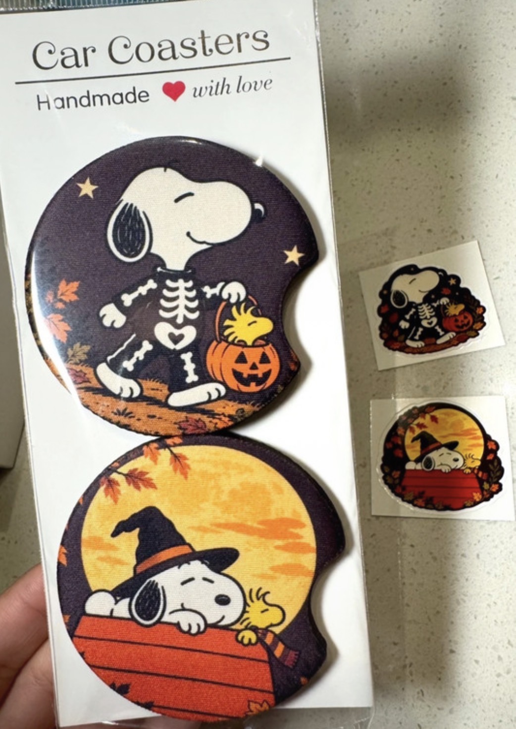 Halloween Snoopy coaster set and stickers
