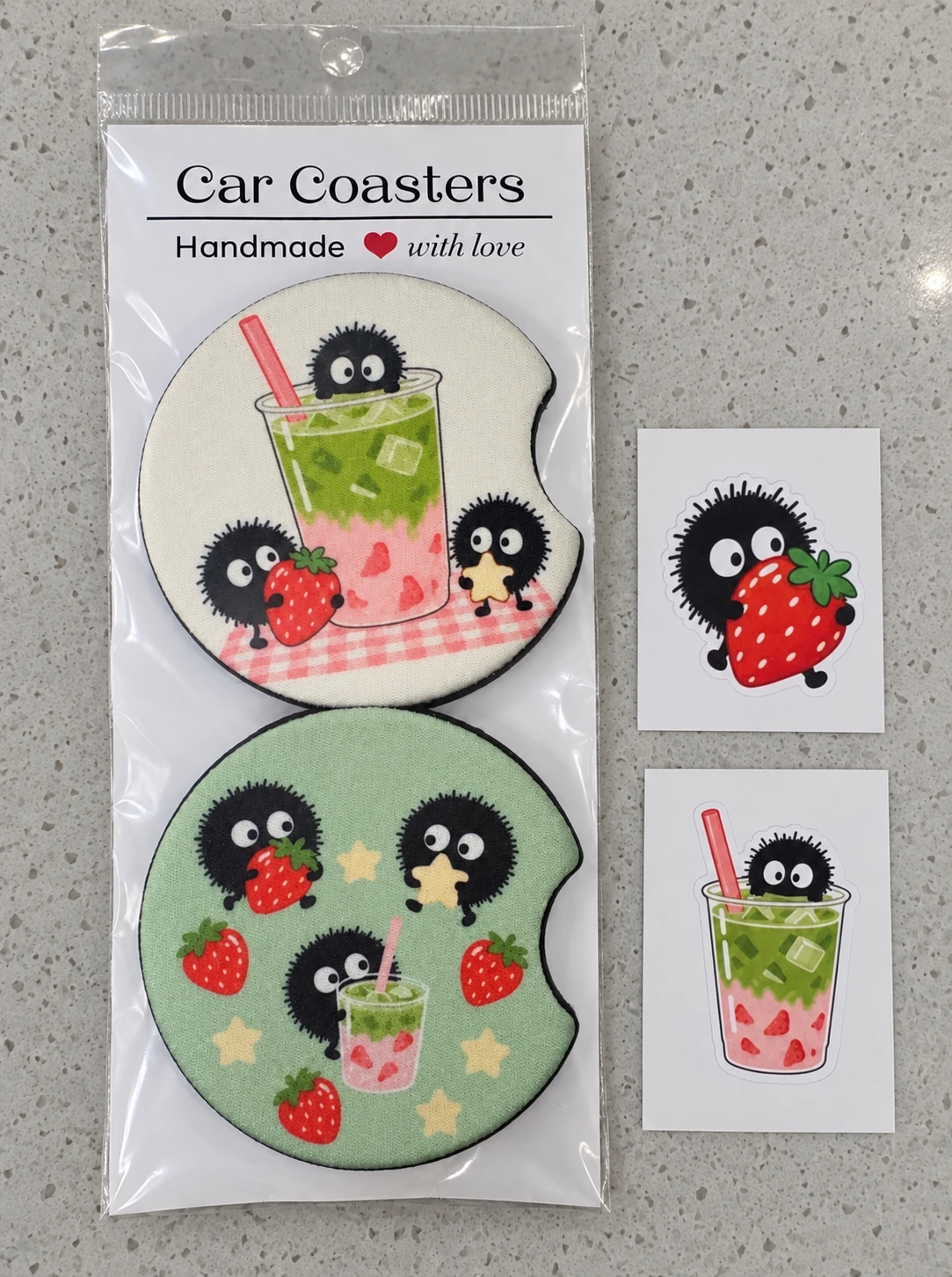 Matcha coaster set and stickers